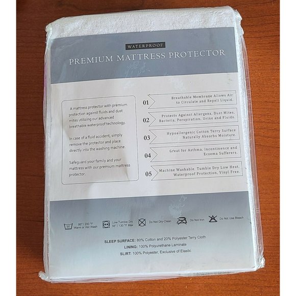 Twin Mattress Protector Waterproof, Breathable Blocks Allergens Smooth Soft NEW - Picture 3 of 3